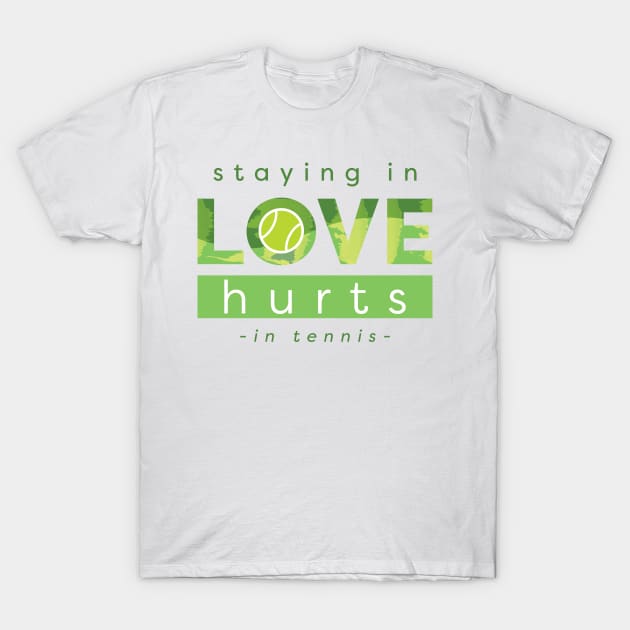 Love Hurts in Tennis T-Shirt by iamKaye